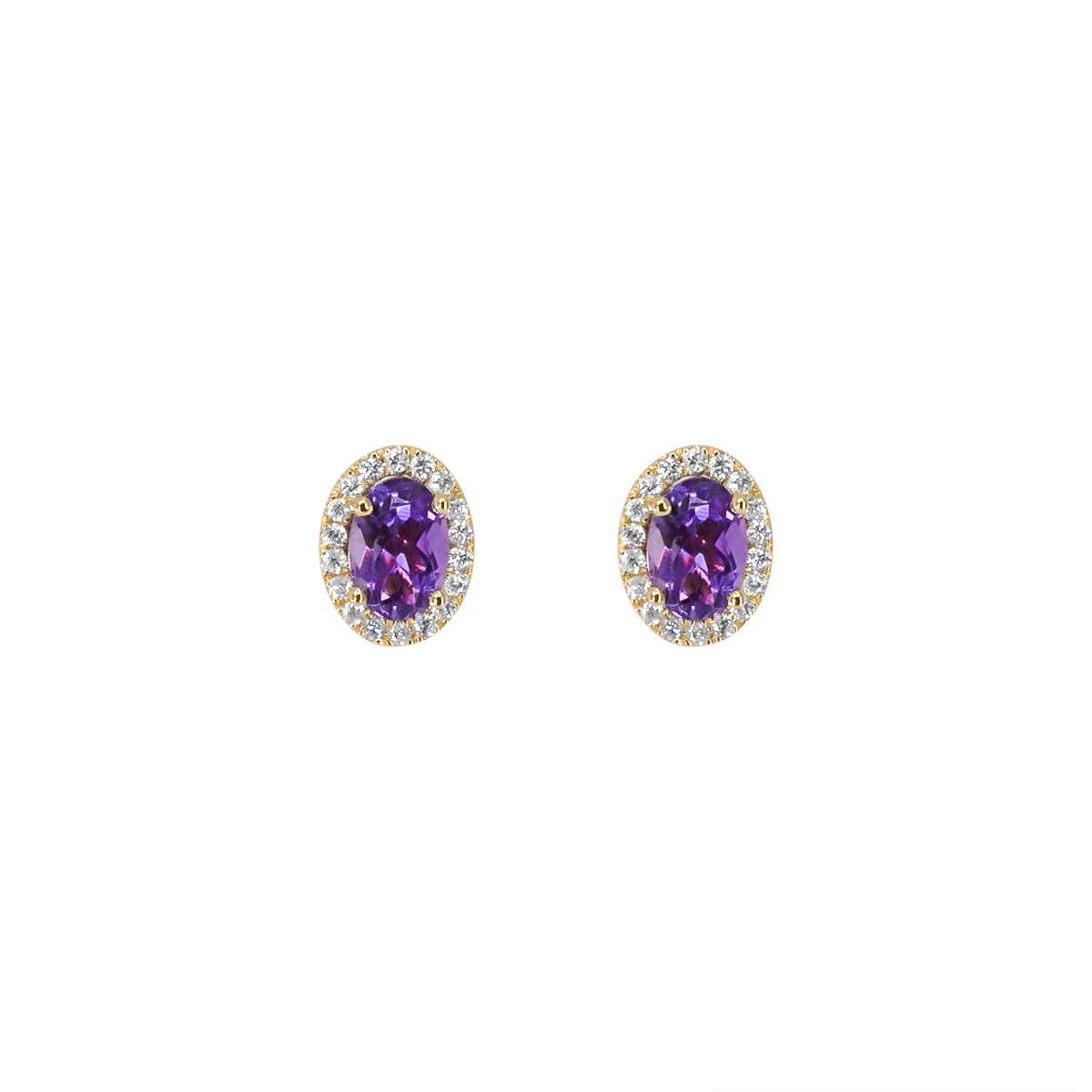 18 Κ ΧΡΥΣΑ ΣΚΟΥΛΑΡΙΚΙΑ ΜΕ ΟΒΑΛ ΑΜΕΘΥΣΤΟ (0.94 CT) & ΔΙΑΜΑΝΤΙΑ (BR 0.18 CT)