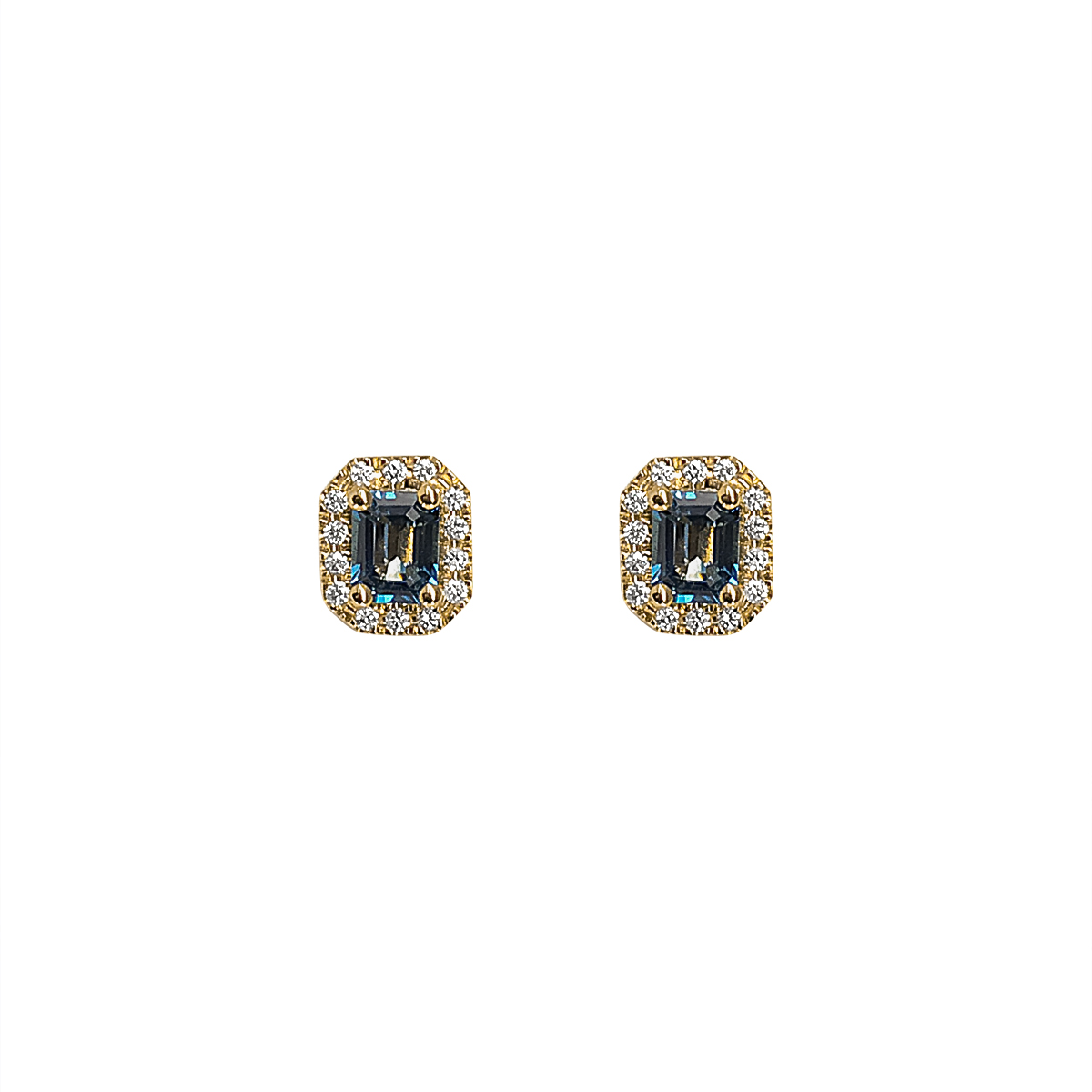 Σκουλαρίκια από Χρυσό 18 Καρατίων με Blue Topaz και Διαμάντια