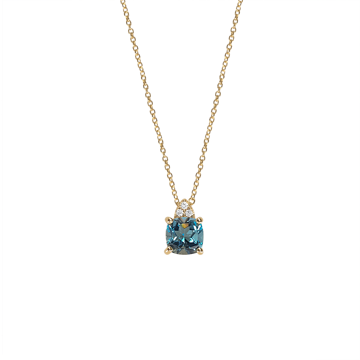 Κολιέ από Χρυσό 18 Καρατίων με London Blue Topaz και Φυσικά Διαμάντια