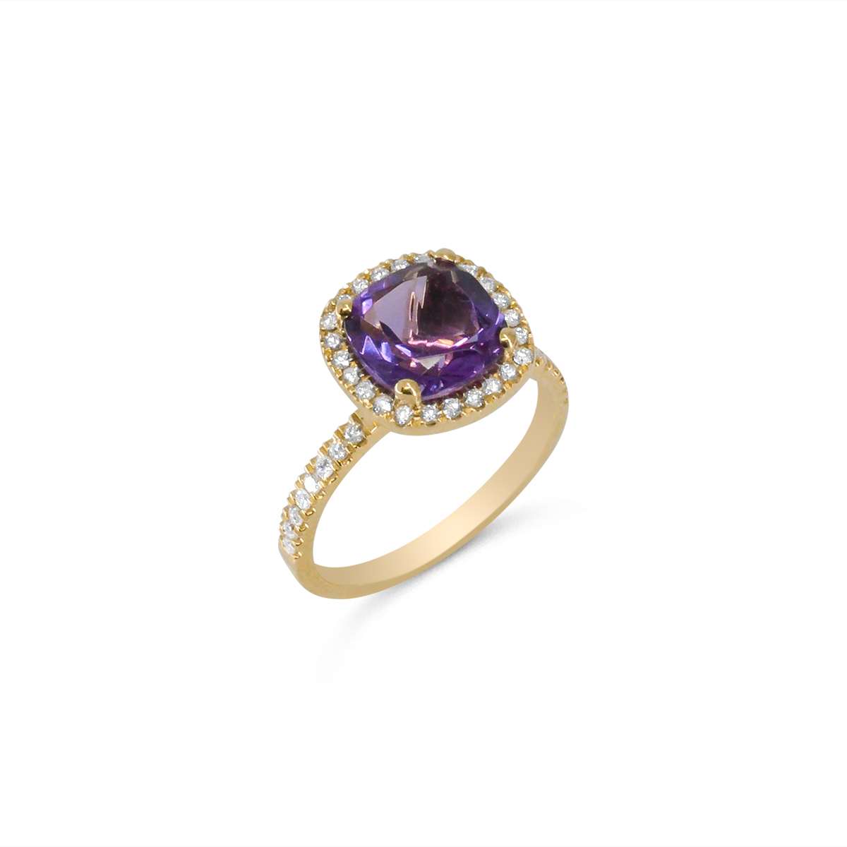 18 Κ ΧΡΥΣΟ ΔΑΧΤΥΛΙΔΙ ΡΟΖΕΤΑ ΜΕ ΑΜΕΘΥΣΤΟ (2.06 CT) & ΔΙΑΜΑΝΤΙΑ (BR 0.28 CT)