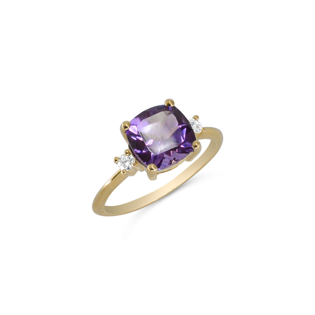 18 Κ ΧΡΥΣΟ ΔΑΧΤΥΛΙΔΙ ΡΟΖΕΤΑ ΜΕ ΑΜΕΘΥΣΤΟ (1.84 CT) & ΔΙΑΜΑΝΤΙΑ (BR 0.09 CT)