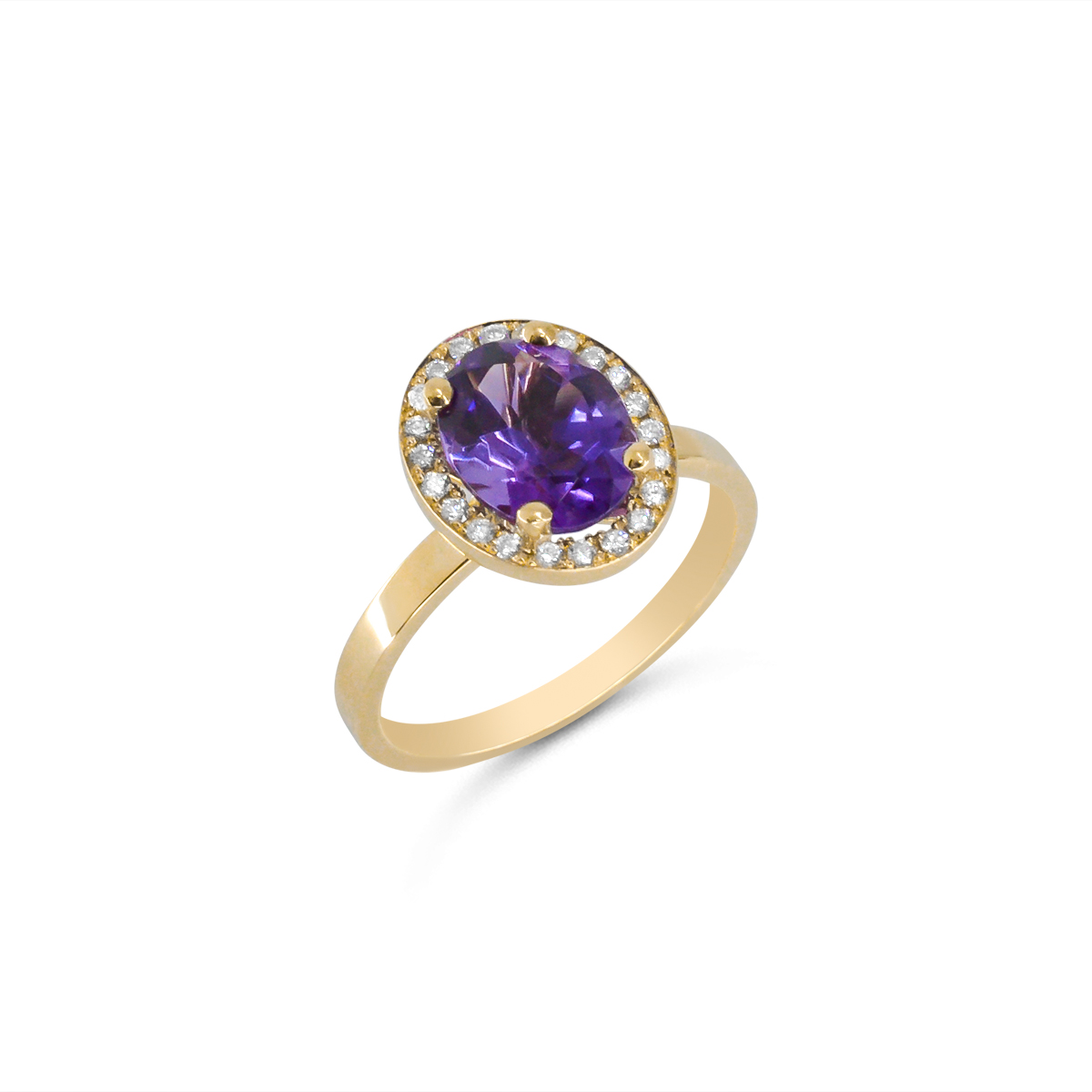 18 Κ ΧΡΥΣΟ ΔΑΧΤΥΛΙΔΙ ΜΕ ΟΒΑΛ ΑΜΕΘΥΣΤΟ (1.60 CT) & ΔΙΑΜΑΝΤΙΑ (BR 0.14 CT)