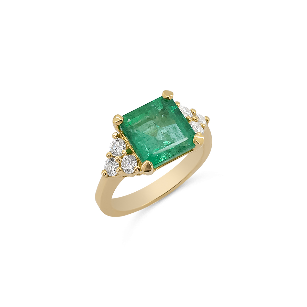 Δαχτυλίδι Κ18 με Κολομβιανό Σμαράγδι 4,02ct & Διαμάντια