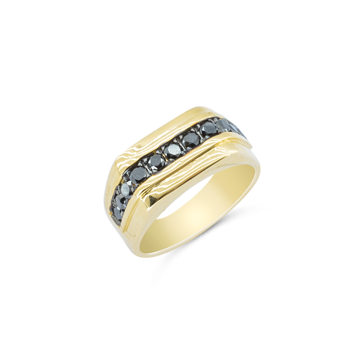 Ανδρικό δαχτυλίδι Κ18 με μαύρα διαμάντια 1.06ct
