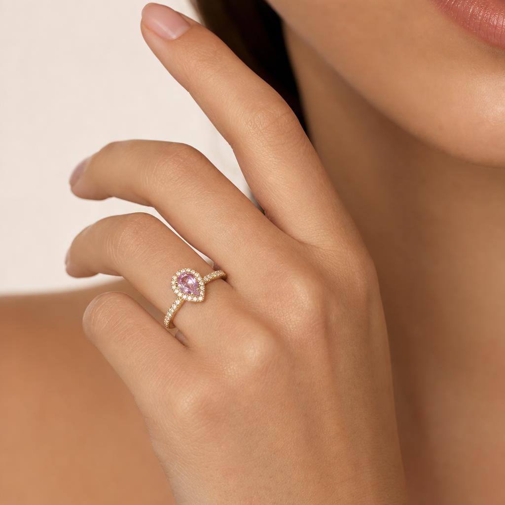 Δαχτυλίδι Ροζ Ζαφειριού Rosé Halo