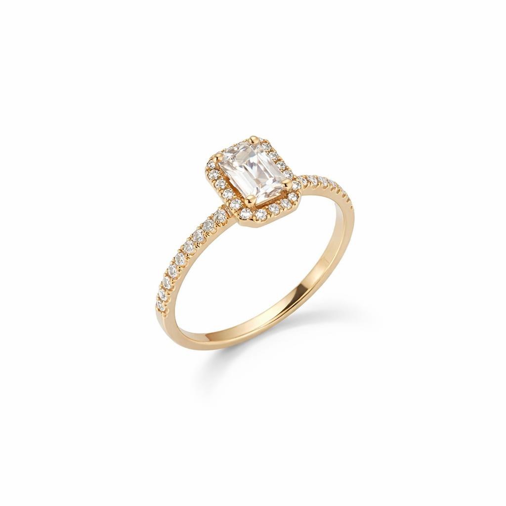 Δαχτυλίδι 18Κ με Φυσικό Morganite Emerald Cut και Φυσικά Διαμάντια