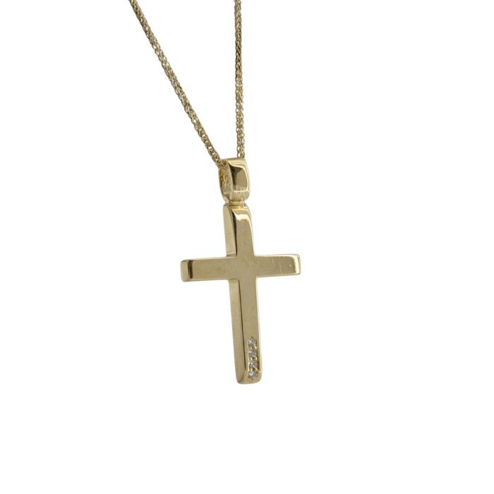 Σταυρός Celestia με Ζιργκόν & Αλυσίδα Wheat