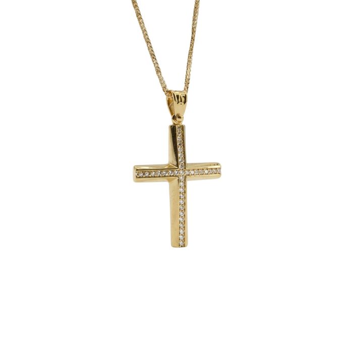 Γυναικείος Σταυρός με Αλυσίδα και Λαμπερές Πέτρες