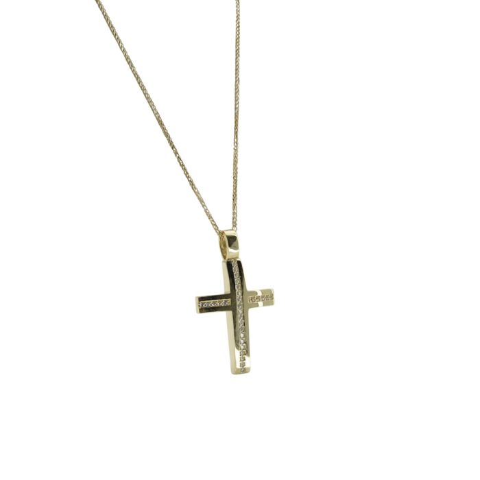 Σταυρός από Χρυσό Κ9 με Αλυσίδα Κ9