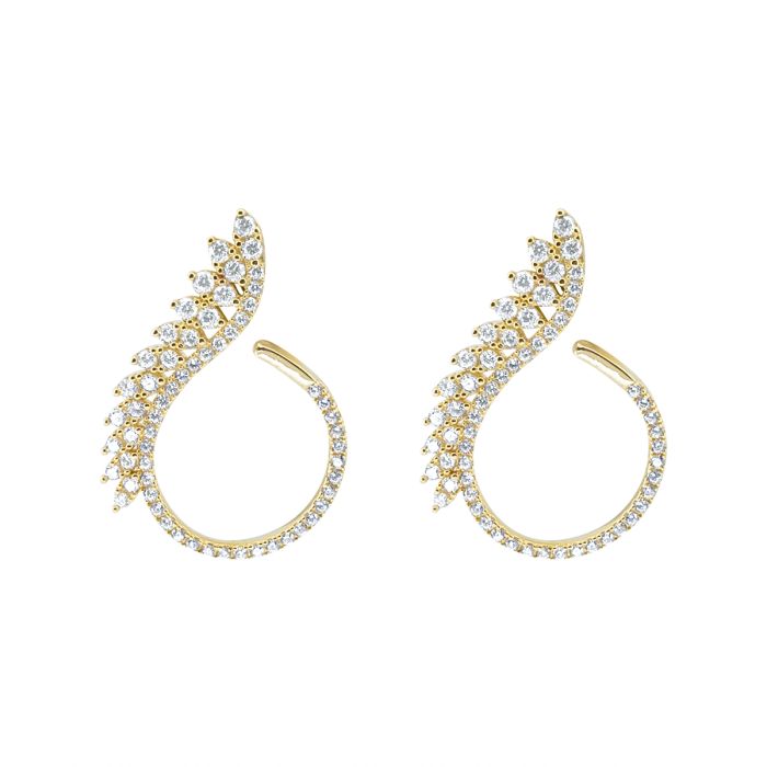 Σκουλαρίκια Κ14 Χρυσός Με Πέτρες Φτερό Φωτός