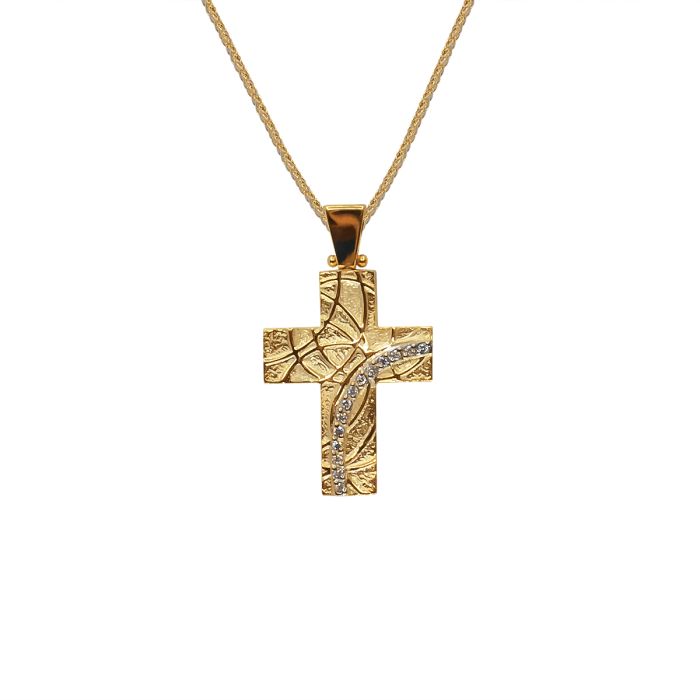 ΣΤΑΥΡΟΣ ΣΕ ΚΙΤΡΙΝΟ ΧΡΥΣΟ 18 ΚΑΡΑΤΙΩΝ ΜΕ ΜΠΡΙΓΙΑΝ (I002708)