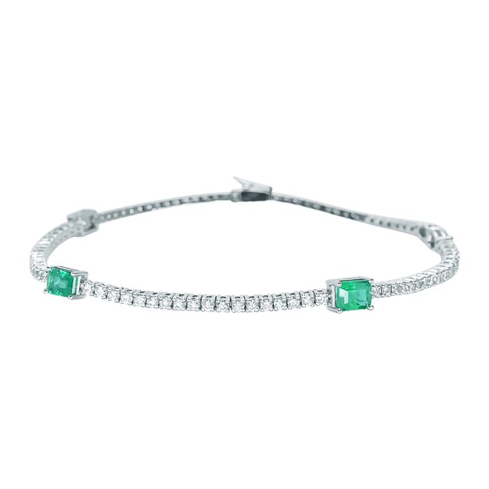 ΒΡΑΧΙΟΛΙ ΣΕ ΛΕΥΚΟΧΡΥΣΟ 18Κ ΜΕ ΜΠΡΙΓΙΑΝ 1,66 CT. ΚΑΙ ΣΜΑΡΑΓΔΙ (NATURAL DIAMOND) (I003903)