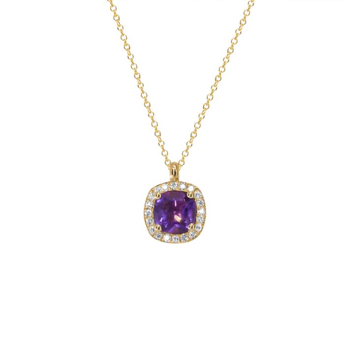 18 Κ ΧΡΥΣΟ ΚΟΛΙΕ ΡΟΖΕΤΑ ΜΕ ΑΜΕΘΥΣΤΟ (0.86 CT) & ΔΙΑΜΑΝΤΙΑ (BR 0.11 CT)