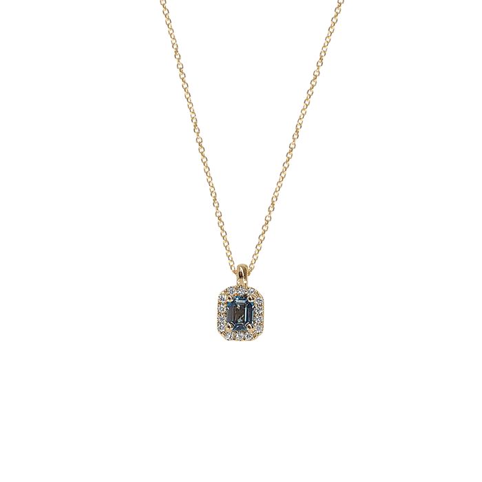 Κολιέ από Χρυσό 18 Καρατίων με London Blue Topaz και Φυσικά Διαμάντια