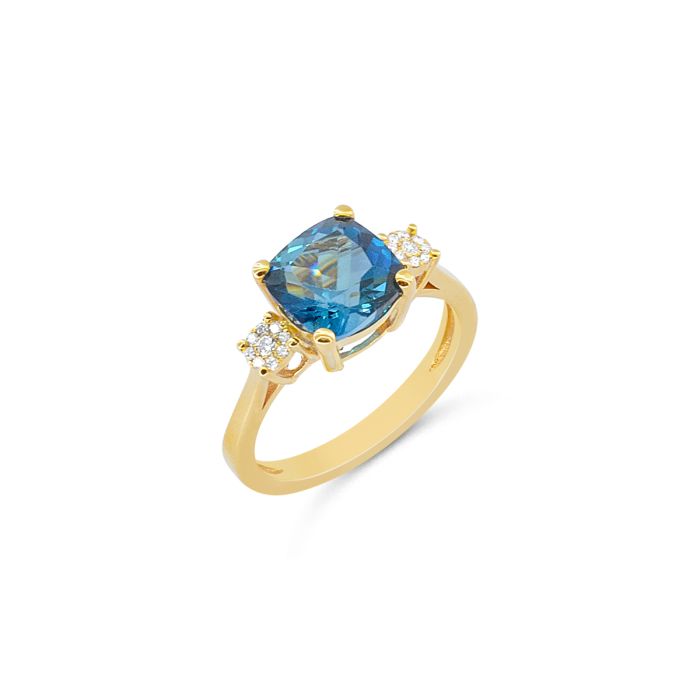 Δαχτυλίδι με Φυσικό Topaz και Φυσικά Διαμάντια σε Χρυσό Κ18