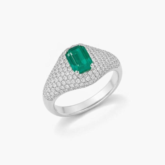 Δαχτυλίδι k18 με Φυσικό Σμαράγδι και Διαμάντια
