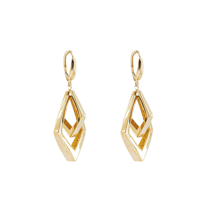 Σκουλαρίκια Κ14 Χρυσός Γλυπτική Γεωμετρία