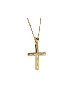 Γυναικείος Σταυρός με Αλυσίδα και Λαμπερές Πέτρες