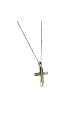 Σταυρός από Χρυσό Κ9 με Αλυσίδα Κ9