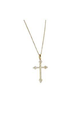 Λαμπερός Σταυρός με Διακοσμητικά Άκρα & Αλυσίδα