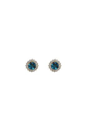 Σκουλαρίκια από Χρυσό 18 Καρατίων με Blue Topaz Cushion και Διαμάντια