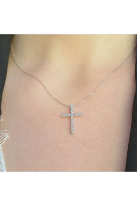 ΣΤΑΥΡΟΣ ΣΕ ΛΕΥΚΟΧΡΥΣΟ 18Κ ΜΕ ΜΠΡΙΓΙΑΝ(I001866)