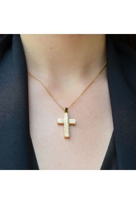 ΣΤΑΥΡΟΣ ΣΕ ΚΙΤΡΙΝΟ ΧΡΥΣΟ 18 ΚΑΡΑΤΙΩΝ ΜΕ ΜΠΡΙΓΙΑΝ(I002707)