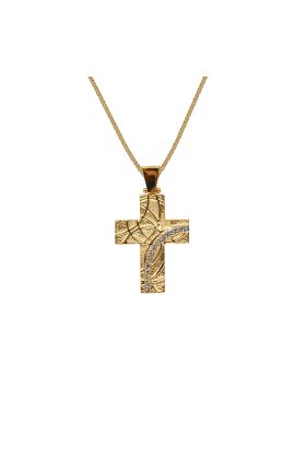 ΣΤΑΥΡΟΣ ΣΕ ΚΙΤΡΙΝΟ ΧΡΥΣΟ 18 ΚΑΡΑΤΙΩΝ ΜΕ ΜΠΡΙΓΙΑΝ (I002708)