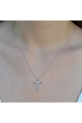 ΣΤΑΥΡΟΣ ΣΕ ΛΕΥΚΟΧΡΥΣΟ 18Κ ΜΕ ΜΠΡΙΓΙΑΝ (I002954)