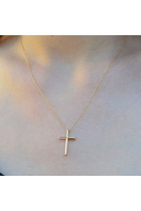 ΣΤΑΥΡΟΣ ΣΕ ΚΙΤΡΙΝΟ ΧΡΥΣΟ 18Κ ΜΕ ΜΠΡΙΓΙΑΝ (I002957)