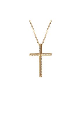 ΣΤΑΥΡΟΣ ΣΕ ΚΙΤΡΙΝΟ ΧΡΥΣΟ 18Κ ΜΕ ΜΠΡΙΓΙΑΝ (I002957)