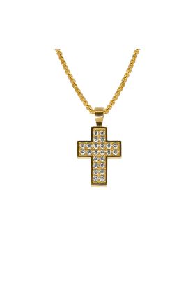 ΣΤΑΥΡΟΣ ΣΕ ΚΙΤΡΙΝΟ ΧΡΥΣΟ 18 ΚΑΡΑΤΙΩΝ ΜΕ ΜΠΡΙΓΙΑΝ (I002974)