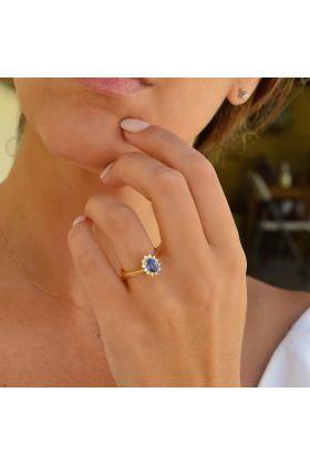 ΧΡΥΣΟ ΔΑΧΤΥΛΙΔΙ 18 ΚΑΡΑΤΙΩΝ ΜΕ ΜΠΡΙΓΙΑΝ ΚΑΙ ΖΑΦΕΙΡΙ(I003141)