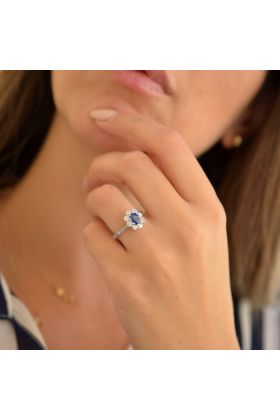 ΔΑΧΤΥΛΙΔΙ ΣΕ ΛΕΥΚΟΧΡΥΣΟ 18 ΚΑΡΑΤΙΩΝ ΜΕ ΜΠΡΙΓΙΑΝ ΚΑΙ ΖΑΦΕΙΡΙ (NATURAL DIAMOND) (I003402)