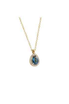 Μενταγιόν Κ18 με φυσικό London Blue Topaz και φυσικά Διαμάντια