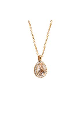 Μενταγιόν Κ18 Ροζ Χρυσού με φυσική Morganite και φυσικά Διαμάντια