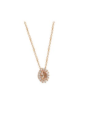 Μενταγιόν Κ18 με φυσική Morganite και φυσικά Διαμάντια