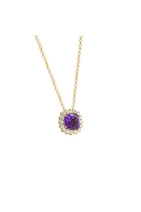 Κολιέ Χρυσό Κ18 με Αμέθυστο και Φυσικά Διαμάντια