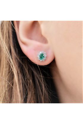 ΛΕΥΚΟΧΡΥΣΑ ΣΚΟΥΛΑΡΙΚΙΑ 18 ΚΑΡΑΤΙΩΝ ΜΕ ΣΜΑΡΑΓΔΙΑ 0,64CT. ΚΑΙ ΜΠΡΙΓΙΑΝ 0,49CT.(I001639)