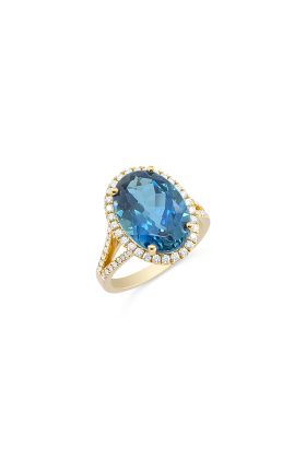 Δαχτυλίδι με Μπλε Topaz και Φυσικά Διαμάντια