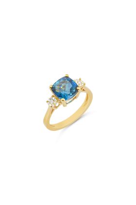 Δαχτυλίδι με Φυσικό Topaz και Φυσικά Διαμάντια σε Χρυσό Κ18