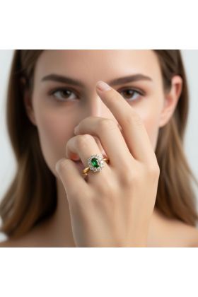 Χρυσό Δαχτυλίδι 14Κ με Πράσινο Λίθο