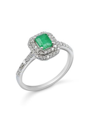 Δαχτυλίδι 18 Καρατίων με Φυσικά Διαμάντια0.42ct G/VS1 & Σμαράγδι 0.44ct