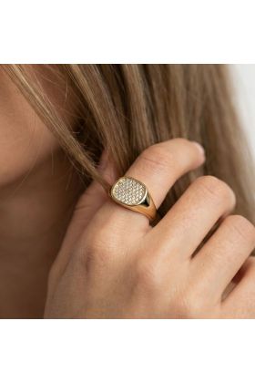 Δαχτυλίδι Σφραγίδα Aurelius με Pavé Έμβλημα