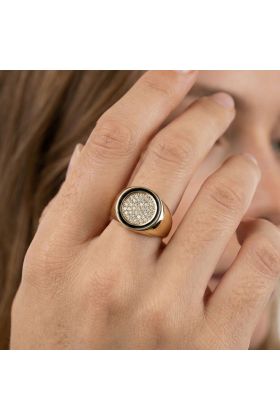 Δαχτυλίδι Σφραγίδα Aurelius με Άλω Pavé