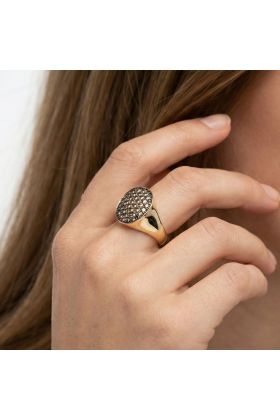 Δαχτυλίδι Σφραγίδα Aurelius με Μαύρο Pavé