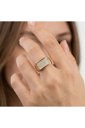 Ορθογώνιο Δαχτυλίδι Σφραγίδα Aurelius με Pavé