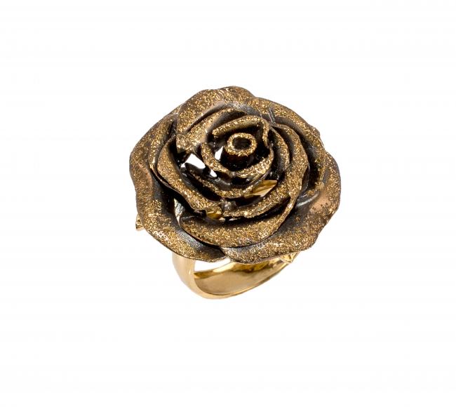 Χρυσό χειροποίητο δαχτυλίδι 18 καρατίων σε σχήμα τριαντάφυλλου