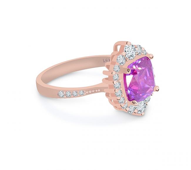 Εξαιρετικό δαχτυλίδι σε ροζ χρυσό 14 καρατίων με πέτρα ζιρκόν 