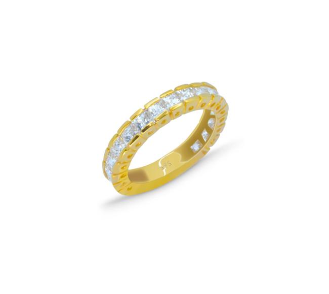 Δαχτυλίδι σειρέ σε κίτρινο χρυσό 14 καρατίων διακοσμημένο με λευκά ζαφείρια